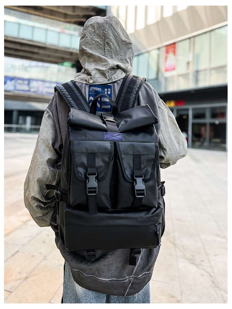 多機能ロールトップ防水パソコンリュック