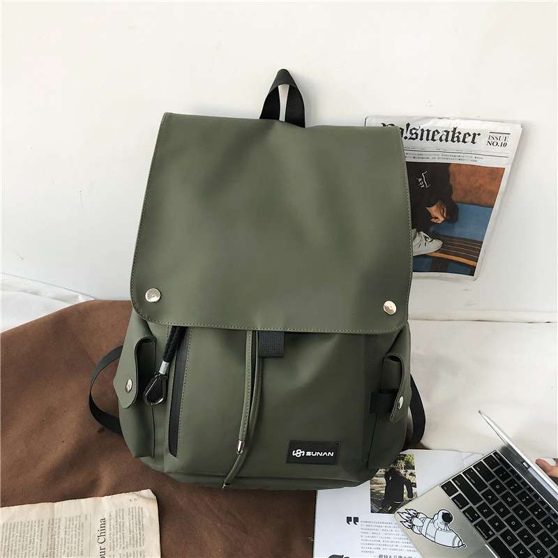 パソコンリュック モダンミニマルブラックレザーバックパック