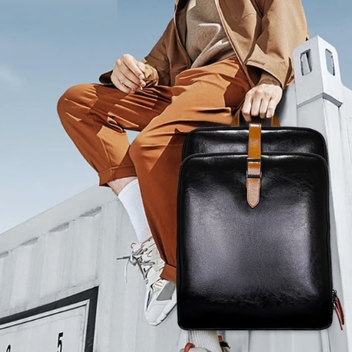 パソコンリュック スタイリッシュレザーバックパック