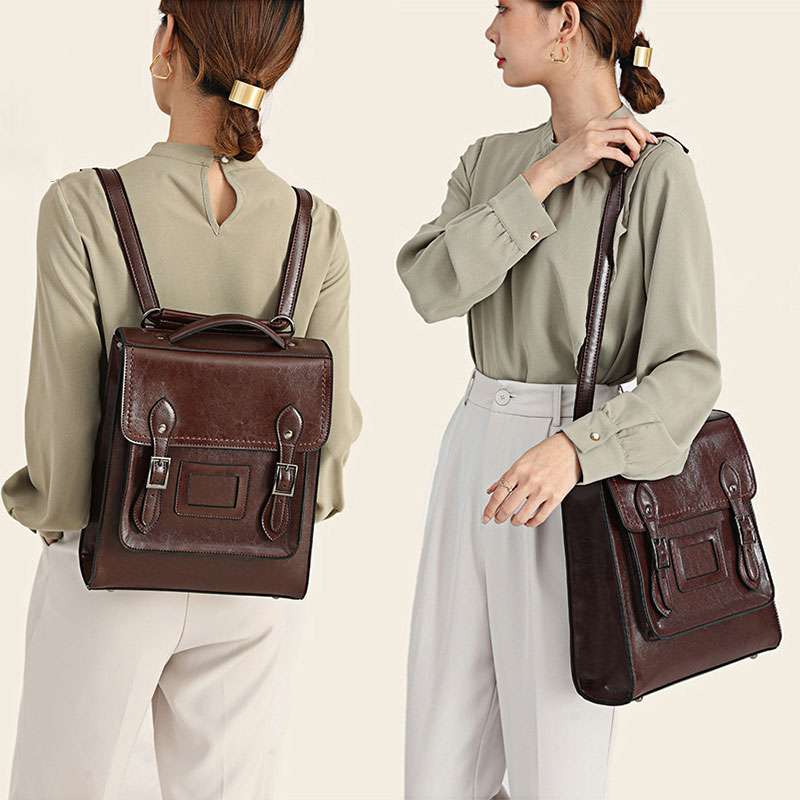 パソコンリュック レトロスタイル 2WAYレザーバックパック