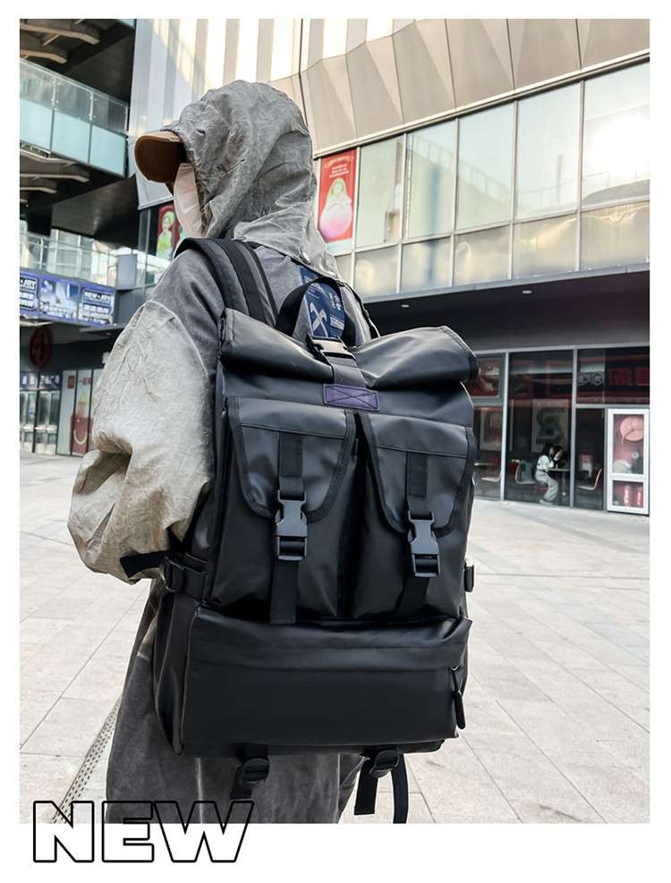 多機能ロールトップ防水パソコンリュック