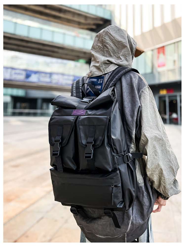 多機能ロールトップ防水パソコンリュック