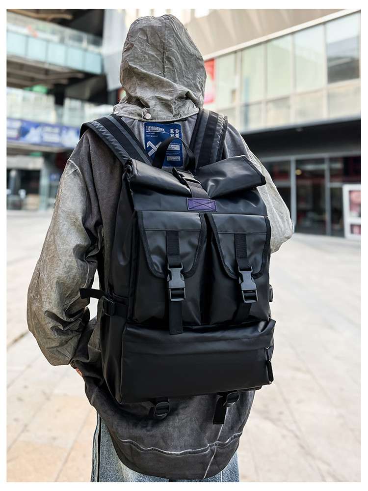 多機能ロールトップ防水パソコンリュック