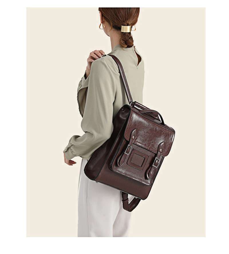 パソコンリュック レトロスタイル 2WAYレザーバックパック