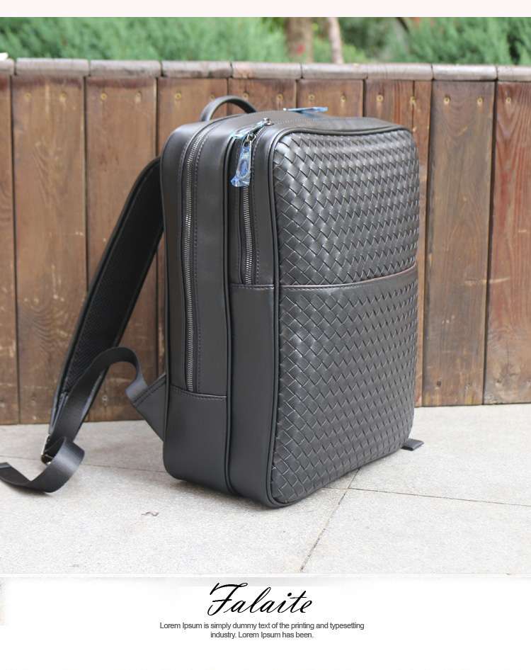 パソコンリュック ラグジュアリー編み込みレザーバックパック