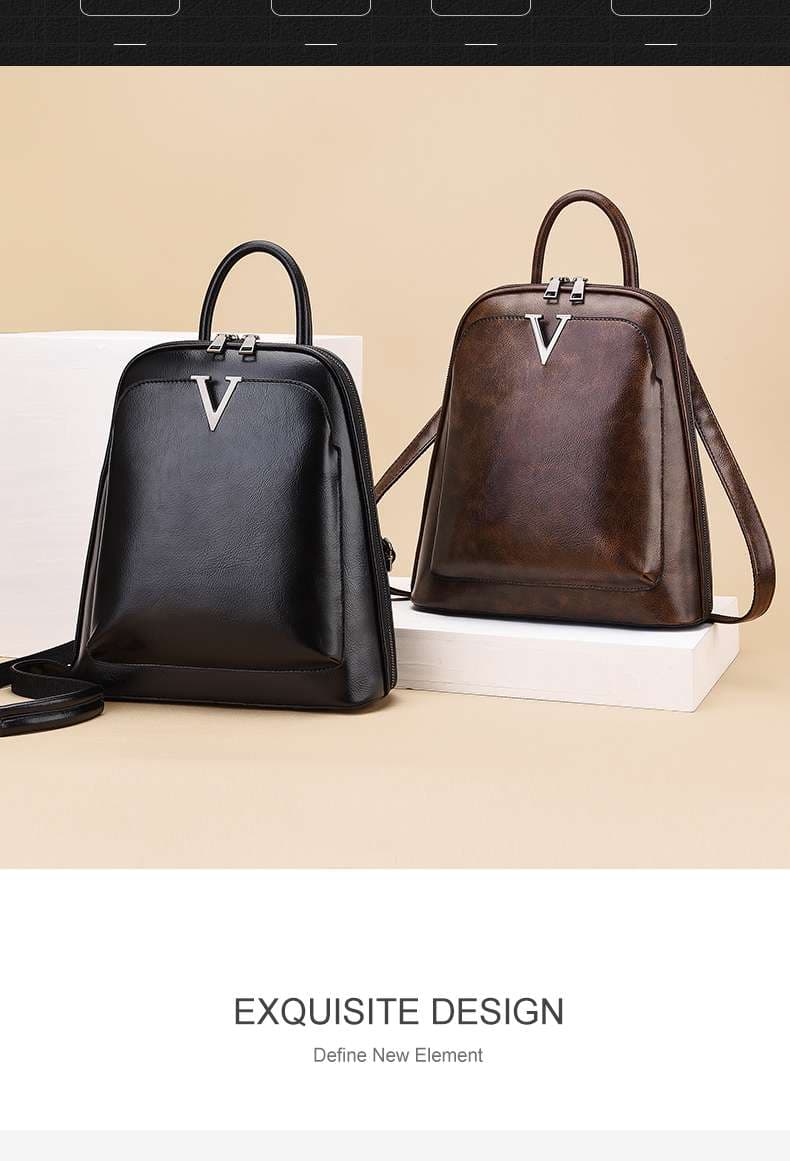 パソコンリュック Vデザイン レザー調 レディースバックパック