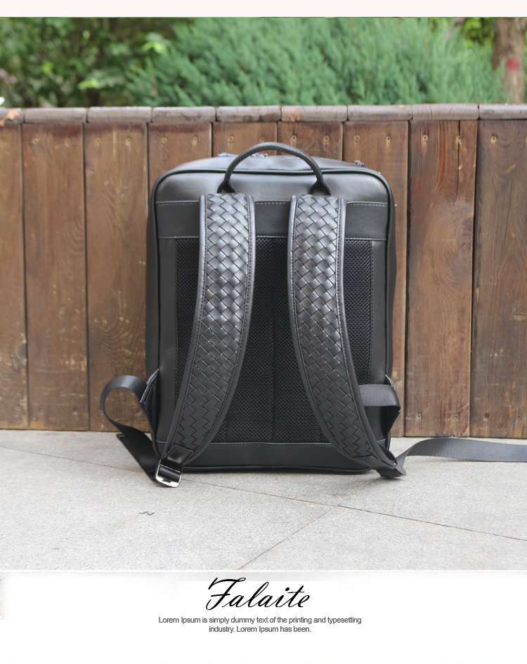 パソコンリュック ラグジュアリー編み込みレザーバックパック