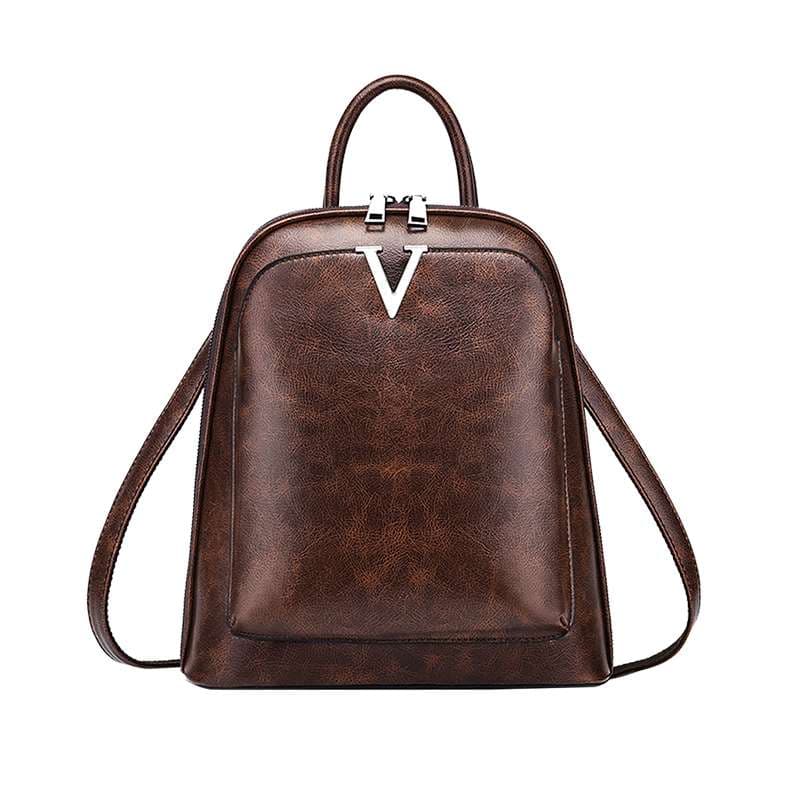 パソコンリュック Vデザイン レザー調 レディースバックパック