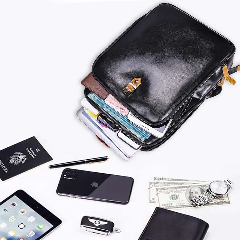 パソコンリュック スタイリッシュレザーバックパック