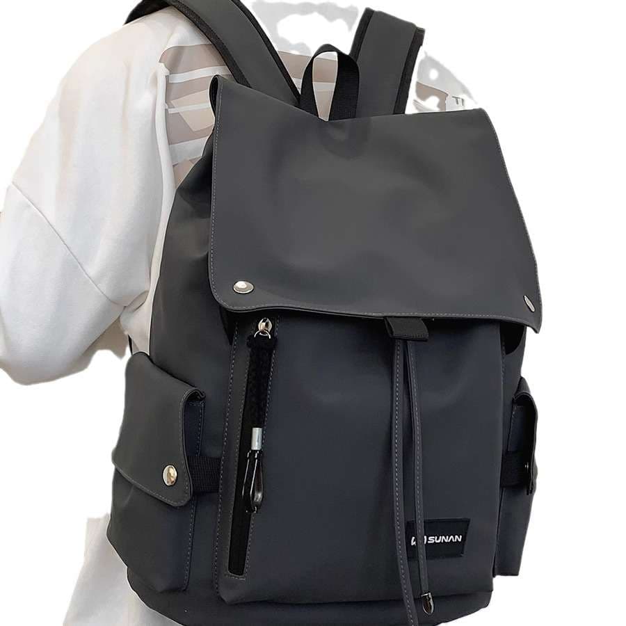 パソコンリュック モダンミニマルブラックレザーバックパック