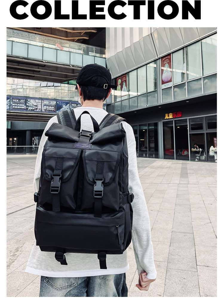 多機能ロールトップ防水パソコンリュック