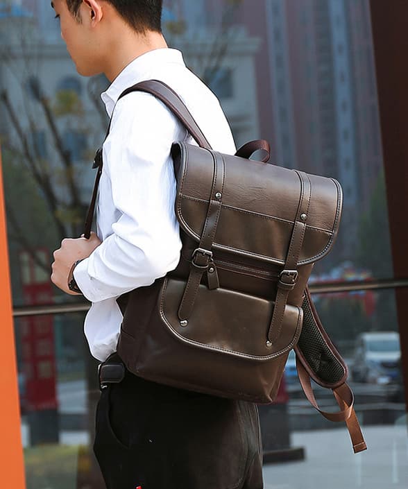 パソコンリュックメンズ大容量防水レザー調通勤通学鞄