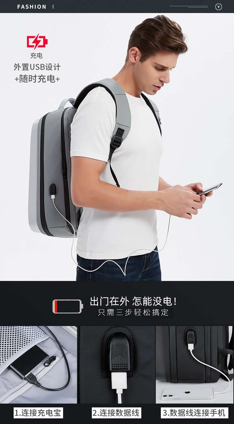 幾何学デザイン スマート充電パソコンリュック